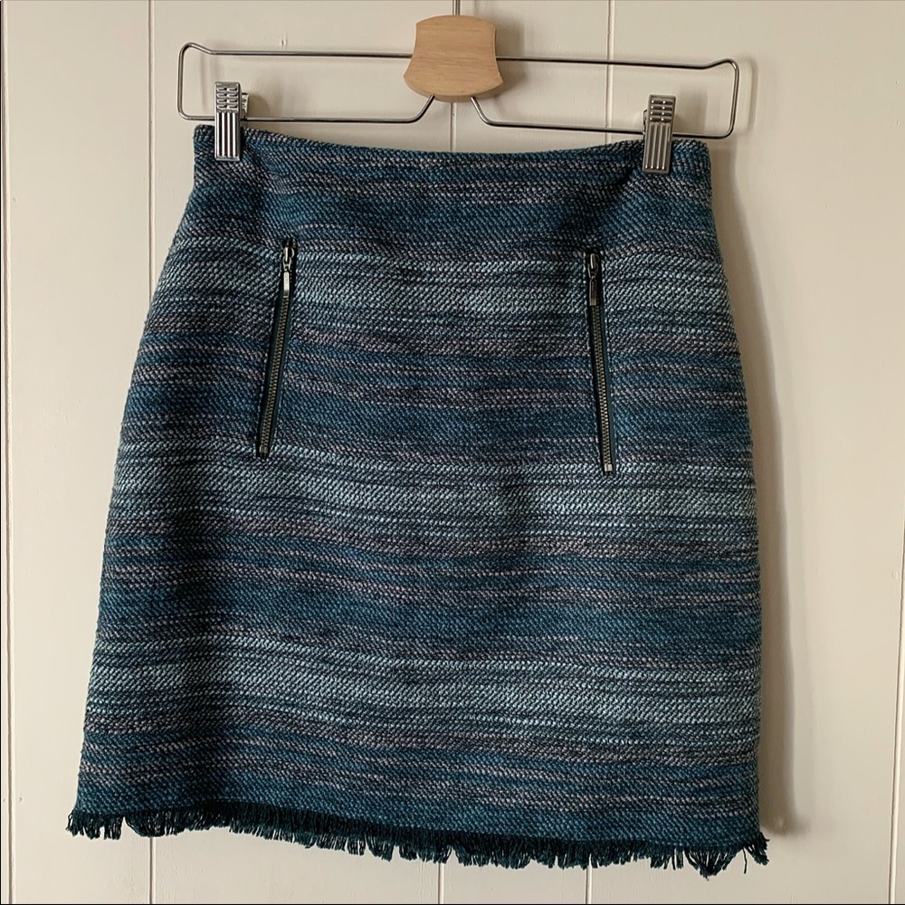 LOFT | Striped Knit Fringe Skirt
